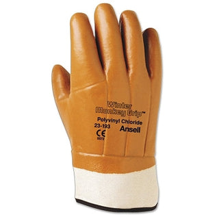 23-193 PVC-Coated Gloves, Rough Finish, Foam Insulated, Size 10, Brown