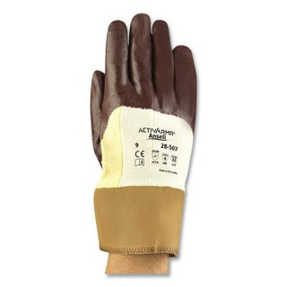 28-507 Coated Gloves, Nitrile Coated, Size 10, Brown