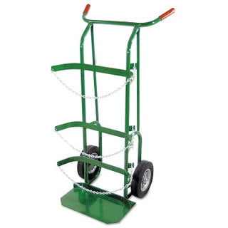 Dual-Cylinder Delivery Cart, 10 in dia Cylinders, 10 in Solid Rubber Wheels