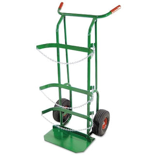 Dual-Cylinder Delivery Cart, 48 in H x 14 in W, 10 in Pneumatic Wheels