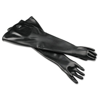 Neoprene Glovebox Gauntlet Gloves, Black, Smooth, 9 3/4