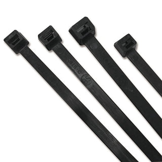 UV Stabilized Cable Tie, 120 lb Tensile Strength, 12 in L, Black, 100 Ea/Bag