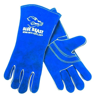 Blue Beast® Select Side-Split Leather Welding Work Gloves, XL, Blue, Gauntlet Cuff