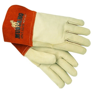 Mustang Premium Top Grain Cowskin Leather Welding Work Gloves, Large, Beige/Russet, Gauntlet Cuff