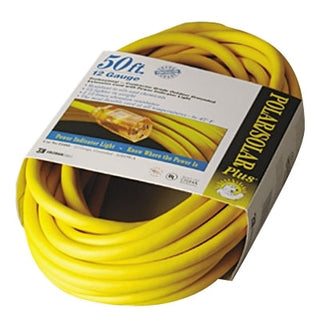 Polar/Solar® Extension Cord, 50 ft, 1 Outlet, Yellow