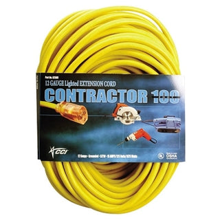 Vinyl Extension Cord, 50 ft, 1 Outlet, Yellow