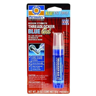 Medium Strength Blue Threadlocker, 10 mL, 1/4 in to 1 in Thread, Blue, Gel