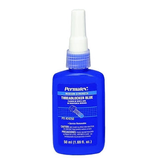 Medium Strength Blue Threadlocker, 50 mL, 1/4 in to 3/4 in Thread, Blue, Liquid