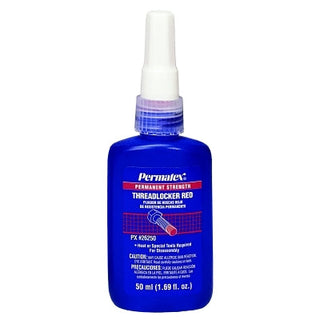 Permanent Strength Red Threadlocker, 50 mL, 1 in Thread, Red