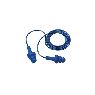 E-A-R™ Ultrafit™ Earplugs, Elastomeric Polymer, Blue, Corded, Poly Bag, Metal Detectable