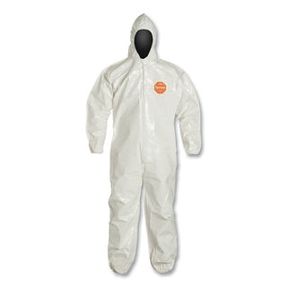 Tychem® 4000 Coverall, Bound Seams, Attached Hood, Elastic Wrist and Ankles, Zipper Front, Storm Flap, White, 3X-Large