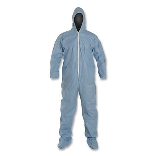 Tempro Coveralls with Attached Hood and Integrated Socks, Blue, 2X-Large