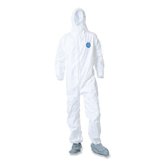 Tyvek® 400 Coverall, Serged Seams,Attached Hood, Boots, Elastic Waist/Wrist/Ankles, Front Zipper, Storm Flap, White, 2X-Large