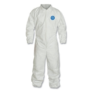 Tyvek® 400 Coverall, Serged Seams, Collar, Elastic Waist, Elastic Wrists and Ankles, Front Zipper, Storm Flap, White, 2XL