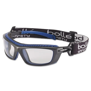 Baxter Series Safety Glasses, Clear Lens, Platinum Anti-Fog, Anti-Scratch, Black/Blue Frame