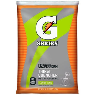 G Series 02 Perform® Thirst Quencher Instant Powder, 51 oz, Pouch, 6 gal Yield, Lemon-Lime