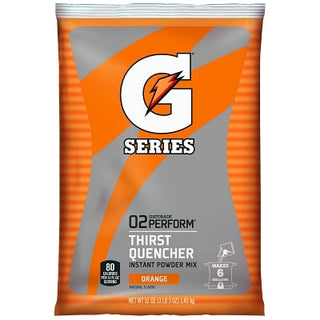 G Series 02 Perform® Thirst Quencher Instant Powder, 51 oz, Pouch, 6 gal Yield, Orange