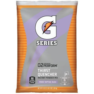 G Series 02 Perform® Thirst Quencher Instant Powder, 51 oz, Pouch, 6 gal Yield, Frost Riptide Rush