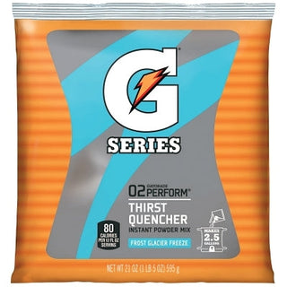 G Series 02 Perform® Thirst Quencher Instant Powder, 21 oz, Pouch, 2.5 gal Yield, Glacier Freeze