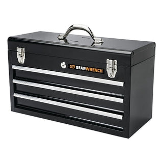 20 in Steel Tool Box, 3 Drawers, 2040 in³, Black/Silver