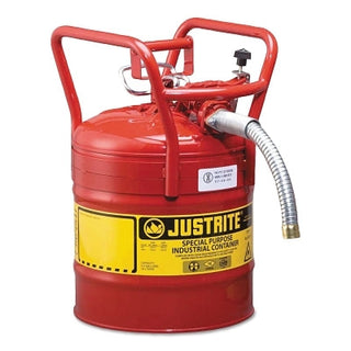 Type II AccuFlow™ DOT Steel Safety Can, 5 gal, Red, 1 in Metal Hose, Roll Bars