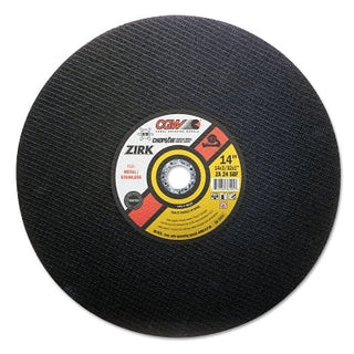 Type 1 Cut-Off Wheel, 14 in Dia, 3/32 in Thick, 1 in Arbor,24 Grit, Zirconia Alum. Oxide