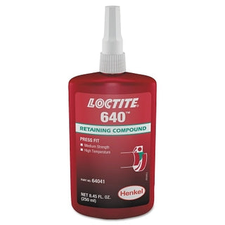 640™ Retaining Compound, Med Strength/High Temp, 250mL Bottle, Green, 3000 psi