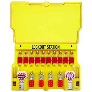 Safety Series Lockout Stations with Key Registration Card, 22in, Anod. Alum 1-Lk