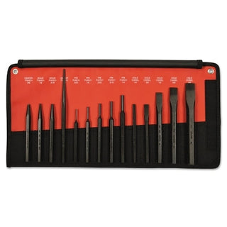 14 Pc Punch & Chisel Kits, Pointed/Round, English