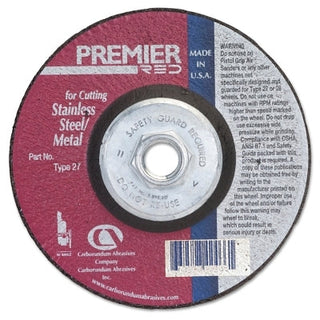 Premier™ Red Zirconia Alumina Depressed Center Wheel, 4-1/2  in dia, 1/4 in Thick, 5/8 in Arbor, 24 Grit