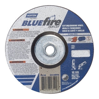 Bluefire® Type 27 Depressed Center Wheel, 6 in x 1/8 x 5/8-11, 24 Grit, Zirconia Alumina