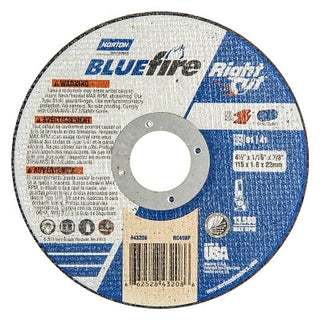 Type 01 BlueFire Right Cut Cut-Off Wheel, 4 1/2 in Dia, 1/16 Thick, Alum. Oxide