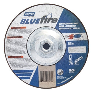 Bluefire® Type 27 Depressed Center Wheel, 7 in x 1/8 x 5/8-11, 24 Grit, Zirconia Alumina