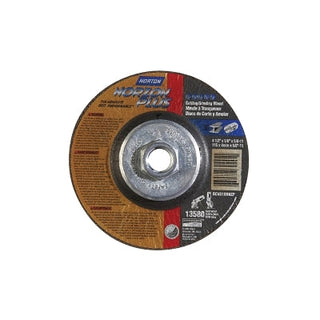 Type 27 NorZon® Plus Depressed Center Wheel, 4-1/2 in dia, 1/8 in Thick, 5/8 in Arbor, 24 Grit