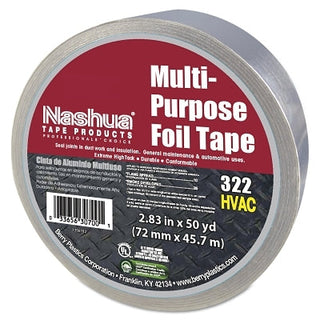 323 Multi-Purpose Plain Foil Tape, 72 mm x 46 m, 5 mil, Aluminum Silver