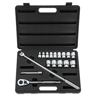 17-Pc Socket Set, 1/2 in, 12 Point, SAE