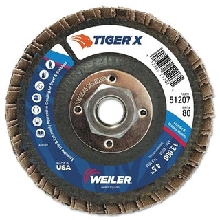 Tiger® X Flap Disc, 4-1/2 in Angled, 80 Grit, 5/8 in to 11 Arbor