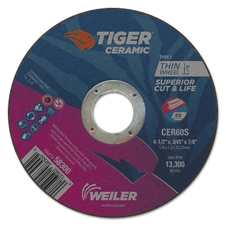 Tiger™ Ceramic Cutting Wheel, 4.5 in Diameter, 0.045in Thick, 24/bx