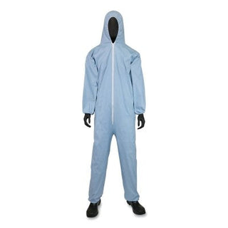 Posi-Wear® FR™ Disposable Coveralls, Hood/Elastic Wrists and Ankles/Zipper Front, Blue, 3XL