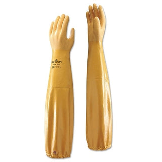 772 Nitrile Gloves, 26 in Cuff, Interlock Knit Cotton Lining, 8, Yellow, 12 mil