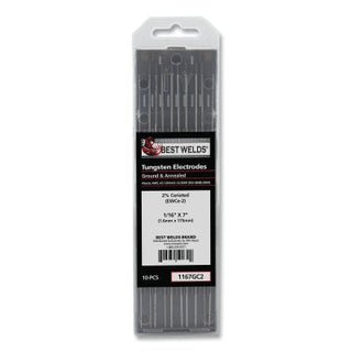 2% Ceriated Ground Tungsten Electrode, 1/16 in x 7 in, 10 PK