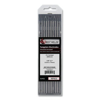 2% Ceriated Ground Tungsten Electrode, 1/8 in x 7 in, 10 PK