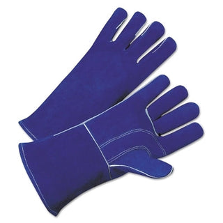 7344 Leather Welding Gloves, Leather, Large, Blue, 4 in cuff, Cotton Lining